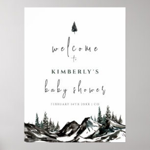 Poster Adventure Mountain Forest Baby shower Bienvenue