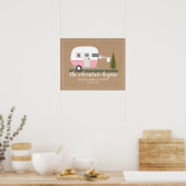 Poster Adventure Trailer Camper Pink Girl Baby shower (Cuisine)