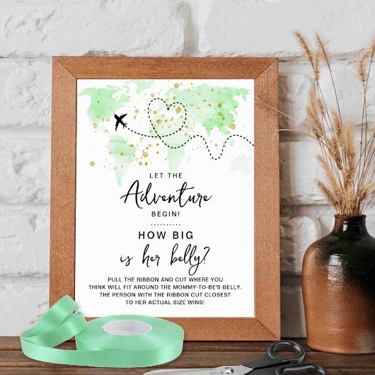 Poster Adventure Travel Map Baby shower Jeu