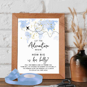 Poster Adventure Travel Map Baby shower Jeu