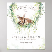 Poster Adventure Woodland Deer Baby shower Bienvenue (Devant)