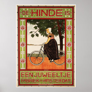 Poster Advert Des Femmes Néerlandaises À Cycles 