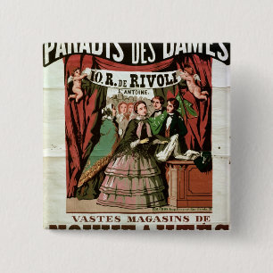 Poster adverteren "Au Paradis des Dames" Vierkante Button 5,1 Cm
