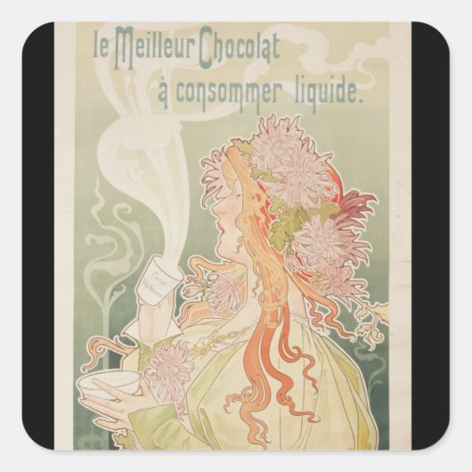 Poster adverteren Cacao Van Houten België Vierkante Sticker (Voorkant)