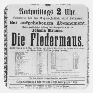 Poster adverteren Die Fledermaus door Johann Vierkante Sticker