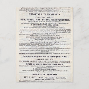 Poster adverteren emigratie briefkaart