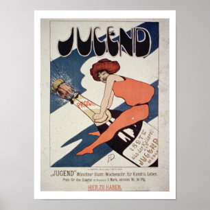 Poster adverteren 'Jugend, geïllustreerd Weekly Ma