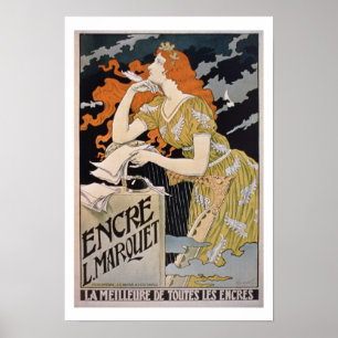 Poster adverteren 'L. Marquetinkt, het beste van A