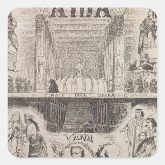 Poster adverteren prestaties vierkante sticker (Voorkant)