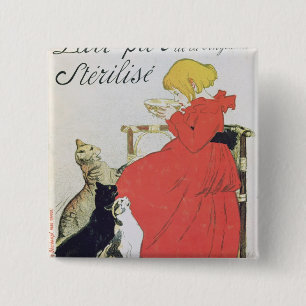 Poster adverteren zuiver gesteriliseerde melk vierkante button 5,1 cm