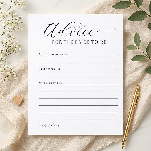 Poster Advice for the Bride Printable Bridal Shower Game