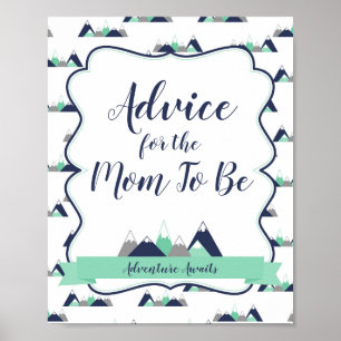 Poster Advice for the Mom To Be Sign Mountains themed