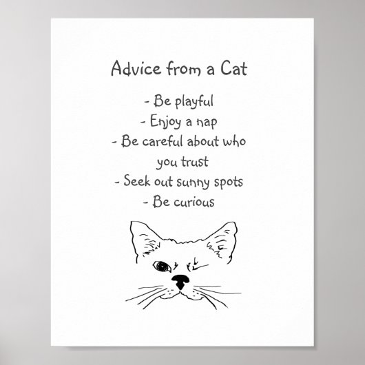Poster Advice from Winking Cat Fun Animal Humor (Devant)