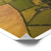 Poster Aerial Patchwork of Irish Farmland and Clouds (Coin)