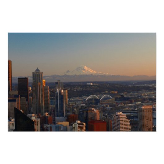 Poster Aerial view of Seattle city skyline 2 (Devant)