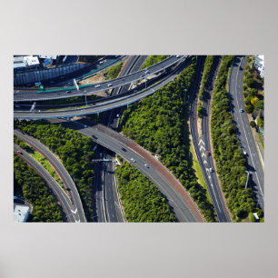 Poster Aérien au-dessus de la jonction de la route
