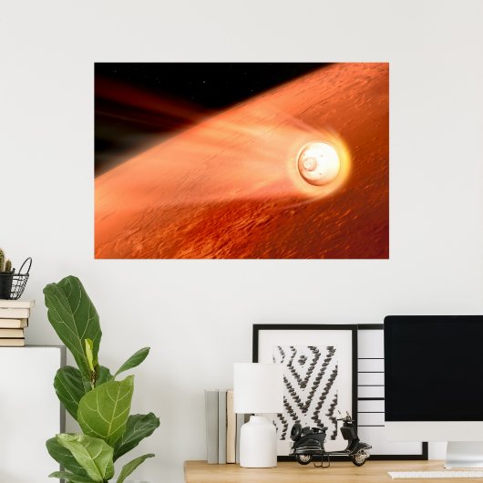 Poster Aérocoque Avec Perpersévérance Rover Descente Vers (Bureau à domicile)