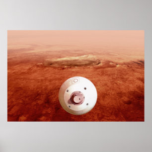 Poster Aérocoque Avec Perpersévérance Rover Descente Vers