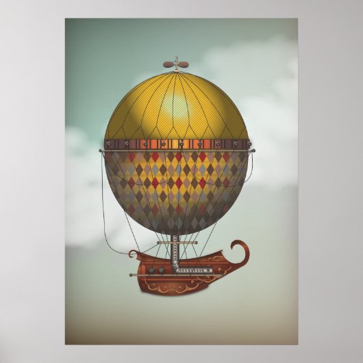 Poster Aéronef à air chaud Nautisme Steampunk Travel (Devant)