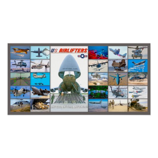 POSTER AÉRONEF AMÉRICAIN "MONTAGE" (Devant)