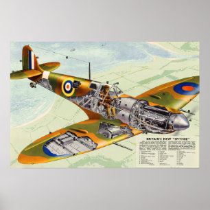 Poster Aéronef britannique Spitfire de la Seconde Guerre