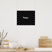 Poster Aéronef Cessna Silhouette Flying Black Burning (Cuisine)