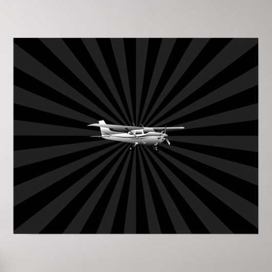 Poster Aéronef Cessna Silhouette Flying Black Burning (Devant)