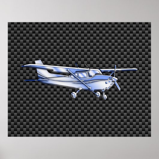 Poster Aéronef Chrome Comme Cessna Black Carbon Fibres (Devant)