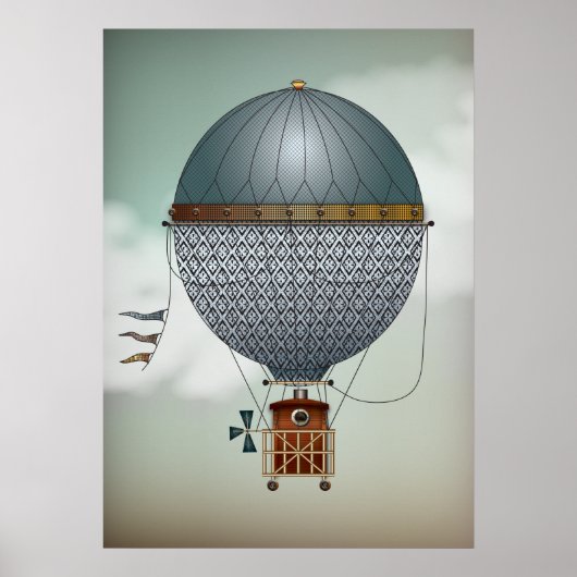 Poster Aéronef de ballon à air chaud Indigon | Steampunk (Devant)