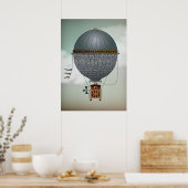 Poster Aéronef de ballon à air chaud Indigon | Steampunk  (Cuisine)
