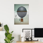 Poster Aéronef de ballon à air chaud Indigon | Steampunk  (Bureau à domicile)