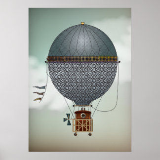 Poster Aéronef de ballon à air chaud Indigon | Steampunk
