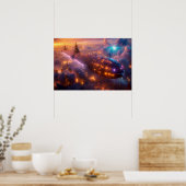 Poster Aéronef Volant Au-Dessus De La Ville (Cuisine)