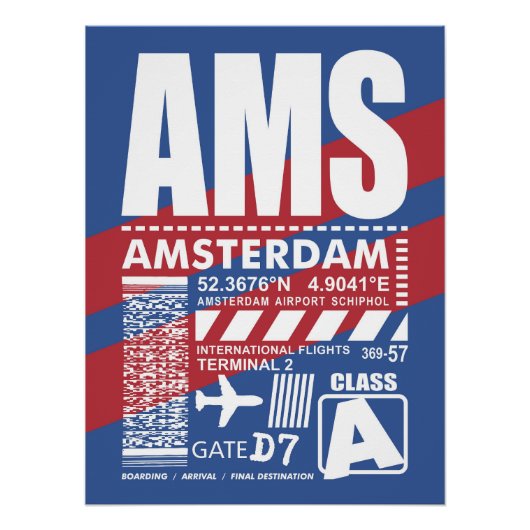 Poster Aéroport d'Amsterdam AMS (Devant)