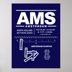 Poster Aéroport d'Amsterdam-Schiphol AMS