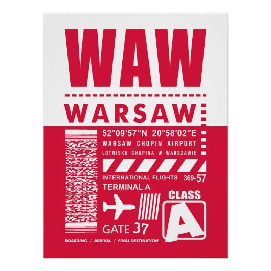 Poster Aéroport de Varsovie WAW (Devant)