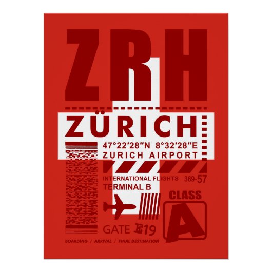 Poster Aéroport de Zurich ZRH (Devant)
