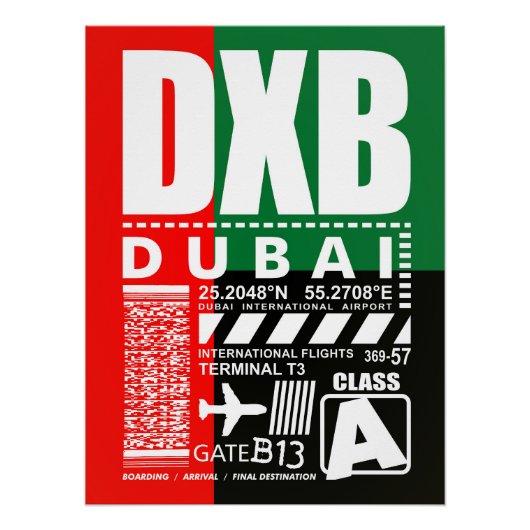 Poster Aéroport DXB de Dubaï (Devant)