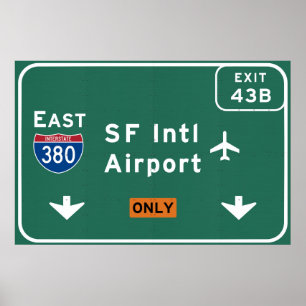 Poster Aéroport I-380 E de San Francisco CA SFO d'un état