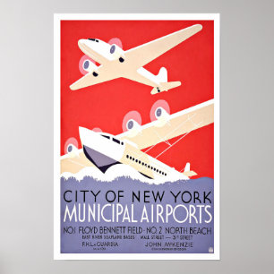Poster Aéroports de ville de New-York de Vintage voyage