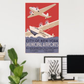 Poster Aéroports municipaux de New York (Bureau à domicile)