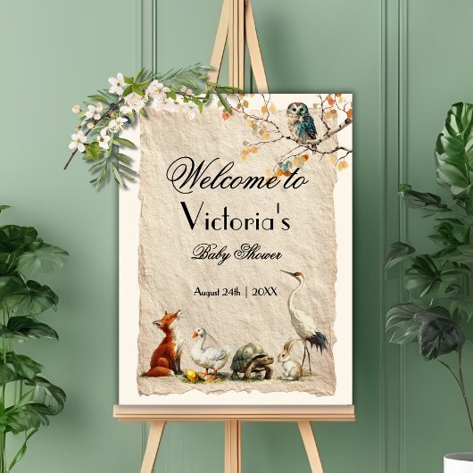 Poster Aesop's Storybook Characters Baby Shower