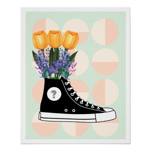 Poster aesthetic sneaker flowers soft grunge vibe (Devant)