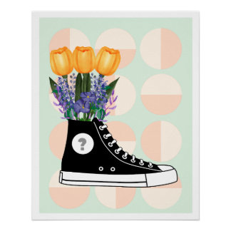 Poster aesthetic sneaker flowers soft grunge vibe perfect poster