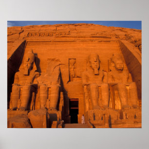 Poster AF, Egypte, Abu Simbel. Façade au coucher du sole
