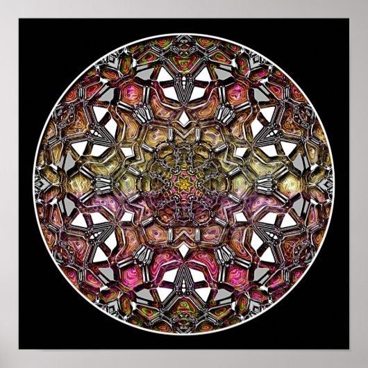 Poster/Afdruk: Metallic Crystal Kaleidoscope Poster (Voorkant)