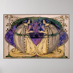Poster Afdrukken: Lente van Frances Macdonald