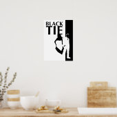 Poster affaire de cravate noire : silhouette homme & femm (Cuisine)