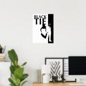 Poster affaire de cravate noire : silhouette homme & femm (Bureau à domicile)