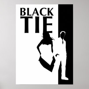 Poster affaire de cravate noire : silhouette homme & femm